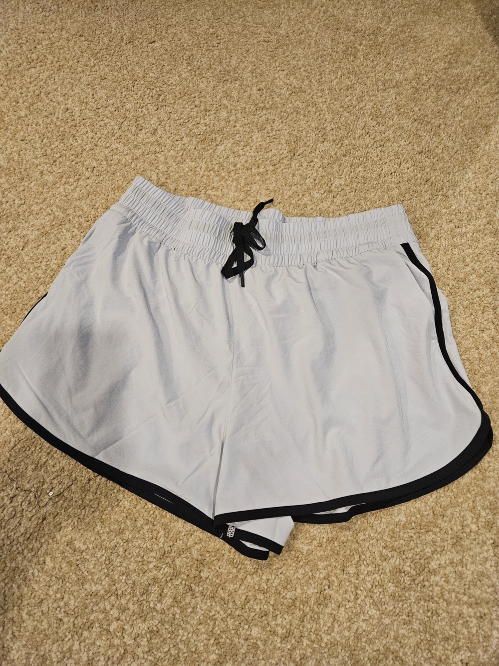 Light Blue Athleta High Risw Weekender Stripe Run Short